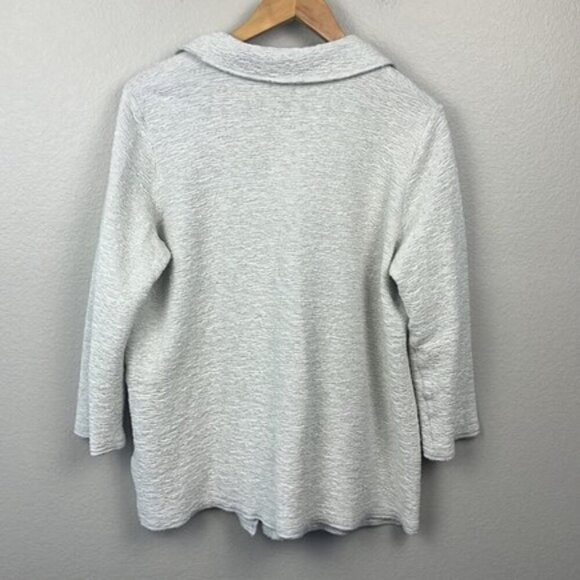 Eileen Fisher Blazer Crinkle Texture Fabric Tencel Jacquard Knit Cream 1-Snap L - Picture 3 of 9